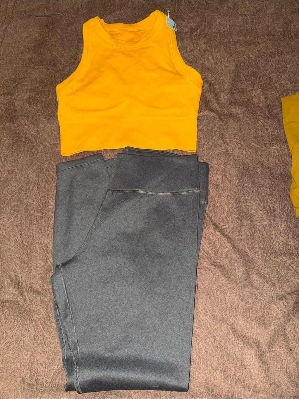 Women’s Small High-Waist Nike Gray Leggings with DSG Yellow Cropped Tank